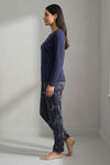 Zivame Buttersoft Knit Poly Pyjama Set - Navy Peony — thumbnail 2